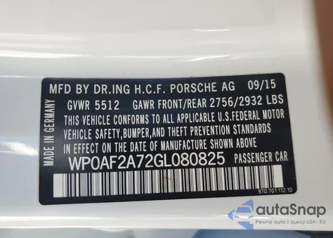 2016 Porsche Panamera Gts from USA, damaged, VIN WP0AF2A72GL080825